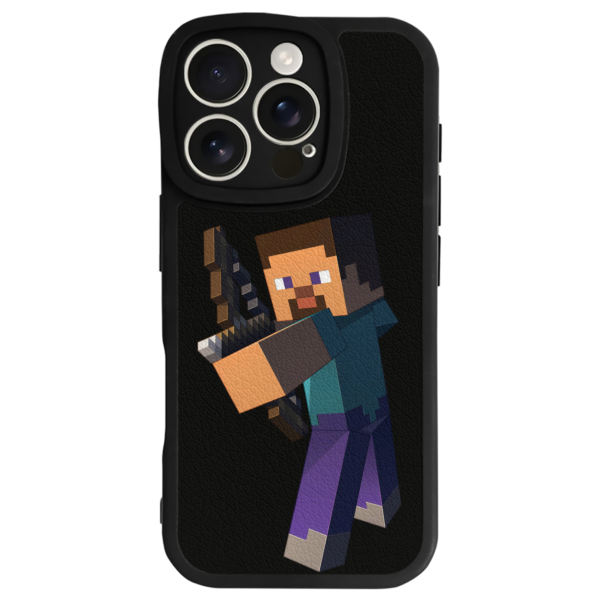 （画像用） マインクラフト ブロックの世界 Minecraft MC Block world 【iPhone 16シリーズ対応】シリコンスマホケース（レザー調） 材質：シリコン